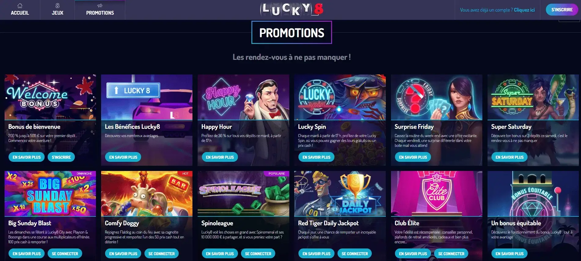Bonus disponibles à Lucky8 Lucky8 bonus