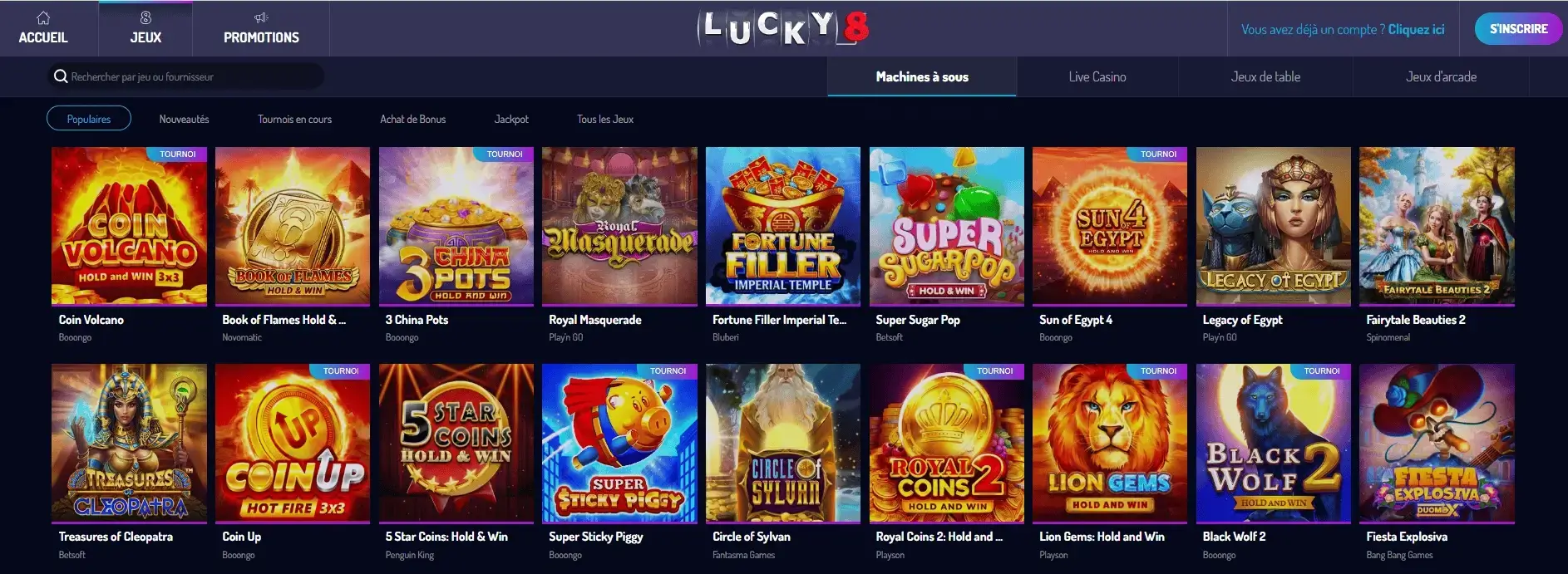 Jeux Populaires sur Lucky8 Casino Lucky8 jeux