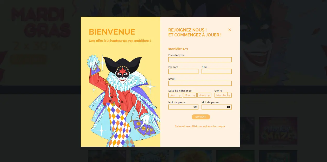 Inscription et connexion rapides à Arlequin casino Inscription et connexion à Arlequin casino