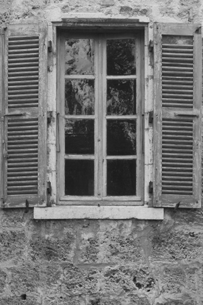 Vieille fenetre volet b&w